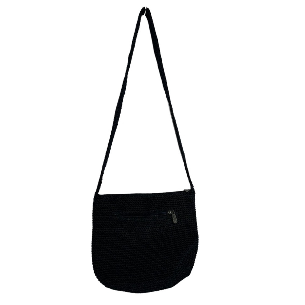The Sak Crossbody Crochet Knit Small Shoulder Bag Purse Zip Closure Navy Blue